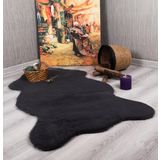 Tavşan Tüyü Dekoratif Ultra Yumuşak Post Peluş Kaymaz Halı Antrasit 80 x 120