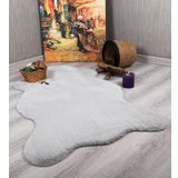 Tavşan Tüyü Dekoratif Ultra Yumuşak Post Peluş Kaymaz Halı Gri 80 x 120