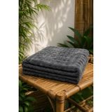 Tavşan Tüyü Kare Dokulu Kaymaz Koltuk/çekyat Örtüsü 170X210 cm - 170 x 210 cm - Antrasit