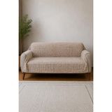 Tavşan Tüyü Kare Dokulu Kaymaz Koltuk/çekyat Örtüsü 170X210 cm - 170 x 210 cm - Bej