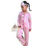 Tavşan Unicorn Desenli Gömlek Yaka Kız Çocuk Pembe Pijama Takımı 4 Yaş Koyu Pembe