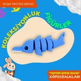 Tavşan Yumi Köpekbalıkları Koleksiyonu - 4 Parça Hareketli Eğlenceli Oyuncaklar ve Bilgilendirici Kartlar - Köpek Balığı, Testere Köpek Balığı, Çekiç Başlı Köpek Balığı, Balina Köpek Balığı