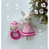 Tavşancık Uyku Arkadaşı ve Çıngırak Amigurumi Organik Oyuncak