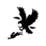 Tavşanı Yakalamaya Çalışan Kartal Etiket Sticker 18cm