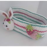Tavşanlı Çilekli Oyuncak Sepeti Amigurumi Organik Oyuncak