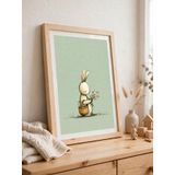 Tavşanlı Çocuk Odası Tablosu Ahşap Çerçeveli 20x30 cm Bebek Odası Dekoru | Çocuk Odası Dekoru, Ahşap Çerçeve, 20x30 cm Boyut, Duvar Sanatı