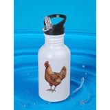 Tavuk Baskılı Matara Suluk 600 ml - Kız Çocuk Suluk, Kız Sulukları