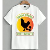 Tavuk Farm Butt Nuggets Komedi Unisex Oversize Tişört Beyaz