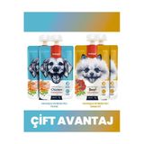 Tavuk - Havuç & Sığır Et - Havuç Köpek Et Ezmesi Köpek Ödül Maması Seti 4x90 gr