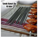 Tavuk Kanat Şişi 10 Adet-yassı Silme Demir-tavuk Şişi Boy 60cm