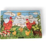 Tavuk ve Ailesi 16 Parça Eğitici Öğretici Ahşap Çocuk Puzzle Yapboz Bebek Çocuk Oyuncak