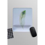 Tavus Kuşu Tüyü Baskılı Dikdörtgen Bilek Destekli Mousepad - 0002 - Beyaz