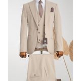 Taxi Giyim Üçlü Takım Elbise - Zara Kumaş - Bej - TG3ZB6 - 001-Renkli - Regular Fit - 46