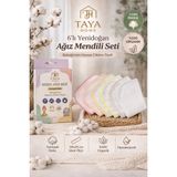 Taya Home 6’lı Yenidoğan Bebek Ağız Mendili Seti %100 Pamuk Ağız Bezi 24X24CM - Beyaz - Ekru - Beyaz - 0 - 26 Ay
