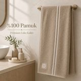 Taya Home Ihracat Kalitesi Premium Banyo Havlusu 70X140 cm %100 Pamuk Yumuşak Emici Bej