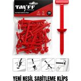 Tayff Professional Çok Amaçlı Cırt Klips, Oto Tampon Şase Klipsi, Ev Bahçe ve Elektrik Panosu Sabitleme Sihirli Klipsi | Kırmızı 25'li Paket