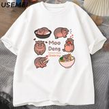 Tayland Yılında Moo Deng Bouncy Domuz Bebek Hippo Khao Kheow Açık Hayvanat Bahçesi T-Shirt Ko 2951 - Beyaz - XL
