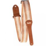 Taylor Academy Jakarlı Pamuk 2" Gitar Askısı (Beyaz/Kahverengi)