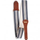 Taylor Academy Jakarlı Pamuk 2" Gitar Askısı (Beyaz/Mavi)