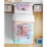 Taylor Swift Şarkıcı 3D Dijital Baskılı Tek Kişilik Çarşafsız Genç Kız Çocuk Nevresim Takımı - Pembe - 160 x 220 cm