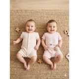 Tayo Baby Kız Bebek 2'li Tulum Organik %100 Pamuklu Kısa Kollu Tavşan ve Çiçek Desenli - Renkli - 9 - 12 Ay