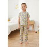 Tayo Baby Kız Çocuk Kısa Kol Pijama Takımı Desenli %100 Pamuklu Süprem Uyku Seti - Gri - 4 - 5 Yaş