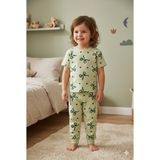 Tayo Baby Kız Çocuk Kısa Kol Pijama Takımı Desenli %100 Pamuklu Süprem Uyku Seti - Koyu Yeşil - 3 - 4 Yaş