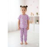 Tayo Baby Kız Çocuk Kısa Kol Pijama Takımı Desenli %100 Pamuklu Süprem Uyku Seti - Mor - 3 - 4 Yaş