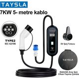 Taysla 7 Kw 16A Ev Tipi Bireysel Taşınabilir Portatif Elektrikli Araç Şarj Istasyonu 7 Metre - 7.4 kw