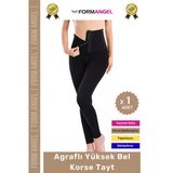 #Tayt İç Göstermeyen Karın Mide Bel Toparlayan Sıkılaştıran Kadın Spor Agraflı Yüksek Bel Korse Tayt