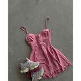 Tayt Vegas Kot Elbise - M - Pembe