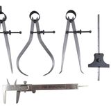 Taytools 6 Parça Ölçüm Seti/Kiti, 15,24 cm Yay Ayırıcı, İç ve Dış Kaliperler, Derinlik Ölçer, Cep Cetveli, Sürgülü Kumpas 113500