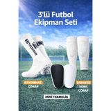 Tayzon 3’lü Futbol Seti Mini Tekmelik + Kaydırmaz Çorap + Tabansız Konç Çorap - XS - Beyaz