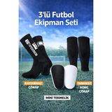 Tayzon 3’lü Futbol Seti Mini Tekmelik + Kaydırmaz Çorap + Tabansız Konç Çorap - XS - Siyah