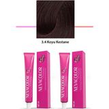 Tazador 2 Li Set Premium 3.4 Koyu Kestane - Kalıcı Krem Saç Boyası 2 x 50 G Tüp