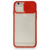 Tazador iPhone 6 Palm Buzlu Kamera Sürgülü Kırmızı Silikon Kılıf