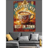 Taze Demlenmiş Kahve Temalı Retro Poster Dekoratif Kanvas - Mdf Ahşap Tablo