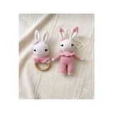 Taze Kal El Örgüsü Amigurumi Tavşan ve Tavşan Çıngırak Seti - Organik Pamuklu Bebek Hediyesi