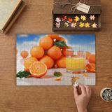 Taze Portakallardan Meyve Suyu Tasarımı 240 Parça Ahşap Puzzle Ahşap Kutuda MP01779