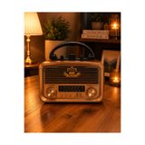 TB Güneş enerjiliEl Fenerli Taşınabilir Nostaljik Radyo bluetooth Hoparlör USB Tf Aux Destekli