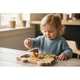 Tb Tren Figürlü Bambu Bebek Mama Seti – Bölmeli Tabak + Kaşık Çatal Seti