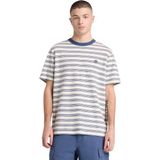 TB0A5MRCADP1 Timberland 4 Rows Striped Short Sleeve Tee Erkek T-Shirt Krem