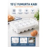 TBYSHOP 15’li Yumurta Saklama Kabı Kapaklı, Havalandırmalı, Buzdolabı Düzenleyici, Buzdolabı Organizeri Üst Üste İstiflenebilir