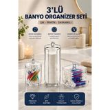 TBYSHOP 3’lü Banyo Organizer Seti Pamukluk, Kulak Çubuğu Kutusu Çekmeceli Düzenleyici Makyaj Organizeri