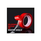 Tbyshop Silikonlu Çift Taraflı Bant Su Geçirmez Akrilik Şeffaf Bant 18Mm X 2 Mt