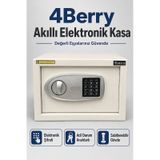 TC-002 Akıllı Elektronik Kasa, Şifreli Çelik Para Kasası, Acil Durum Anahtarlı ve Sabitlenebilir Güvenlik Kasası Beyaz