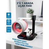 Tcherchi 3'ü 1 Arada Uçak Fanı – Kablosuz Şarj, Hava Nemlendirici, USB Mini Soğutucu Fan