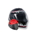 Tcherchi Kronos Serisi Açılabilir Motor Kaskı (ECE 22.06) - Venom (SİYAH VİZÖR DAHİL)