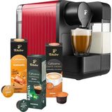 Tchibo Cafissimo “sütlü” Kahve Makinesi Kapsül Makinesi Dahil. Caffè Crema, Espresso, Kahve ve Süt Spesiyaliteleri Için 30 Kapsül, Süt Köpürtücülü Kapsül Makinesi, Kırmızı