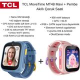 Tcl Kameralı Gps Konum Takibi (Çift Bant L1+L5) Movetime MT48 Mavi +Pembe Akıllı Çocuk Saati. - 35 - 48 mm - KAMERALI -GPS KONUM TAKİBİ - Pembe - Mavi